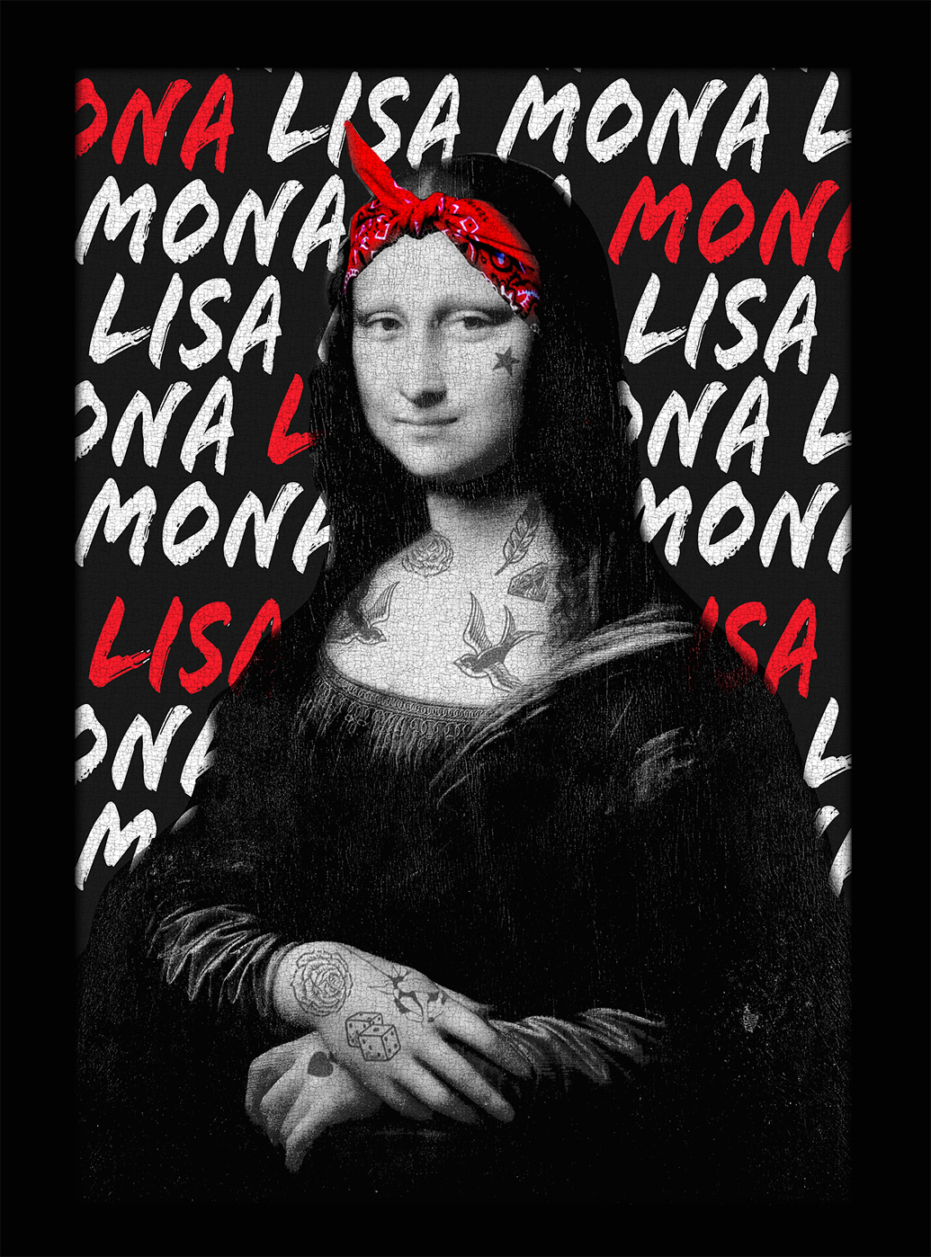 GEN072ML-ART-FINE-ART-MONA-LISA-GRUNGE-TATTOO-SS-UNISEX-TEE