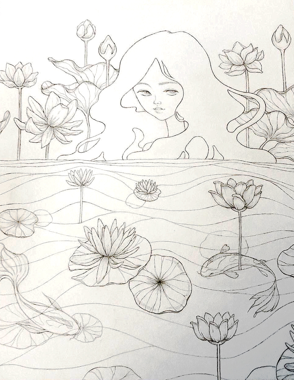 Nymph-in-Lily-Pond-sketch